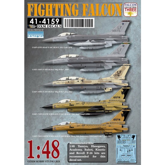 1/48 USAF/RSAF F-16A/C Fighting Falcon Decal #3 for Tamiya/Hasegawa/Academy kits 1/48 USAF/RSAF F-16A/C Fighting Falcon Decal #3 for Tamiya/Hasegawa/Academy kits