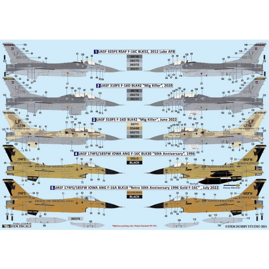 1/48 USAF/RSAF F-16A/C Fighting Falcon Decal #3 for Tamiya/Hasegawa/Academy kits 1/48 USAF/RSAF F-16A/C Fighting Falcon Decal #3 for Tamiya/Hasegawa/Academy kits