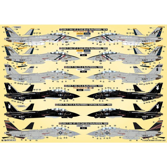 1/48 USN F-14A VF-2/VX-4/VF-154 Tomcat Collection #4 Decal for Academy/Hasegawa 1/48 USN F-14A VF-2/VX-4/VF-154 Tomcat Collection #4 Decal for Academy/Hasegawa