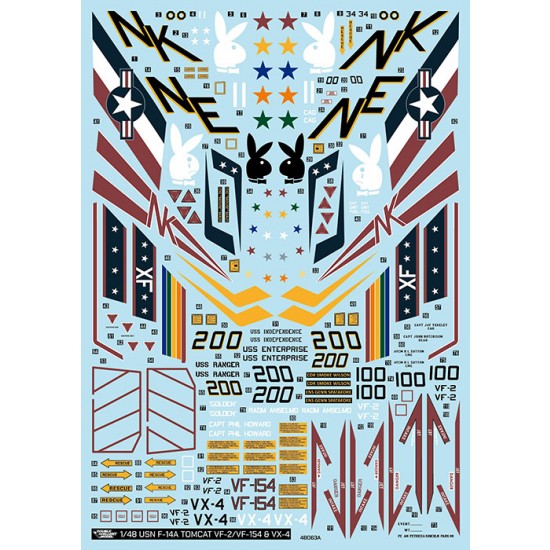 1/48 USN F-14A VF-2/VX-4/VF-154 Tomcat Collection #4 Decal for Academy/Hasegawa 1/48 USN F-14A VF-2/VX-4/VF-154 Tomcat Collection #4 Decal for Academy/Hasegawa