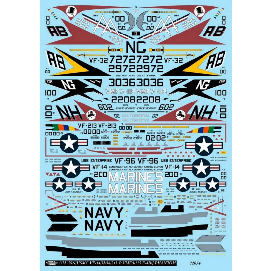 1/72 USN/MC F-4B/J Phantom Decal #4 for Academy/Fine Molds/Fujimi/Hasegawa/Italeri/Revell 1/72 USN/MC F-4B/J Phantom Decal #4 for Academy/Fine Molds/Fujimi/Hasegawa/Italeri/Revell
