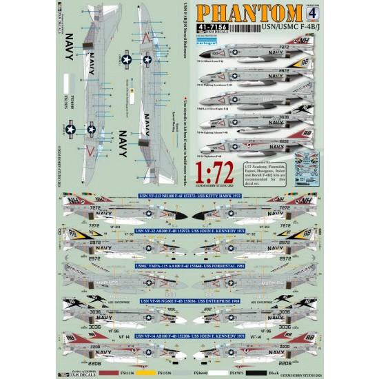 1/72 USN/MC F-4B/J Phantom Decal #4 for Academy/Fine Molds/Fujimi/Hasegawa/Italeri/Revell 1/72 USN/MC F-4B/J Phantom Decal #4 for Academy/Fine Molds/Fujimi/Hasegawa/Italeri/Revell
