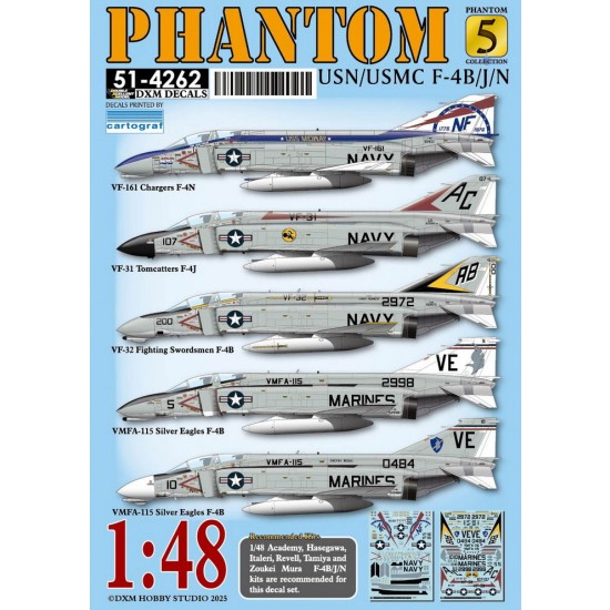 1/48 USN/MC F-4B/J/N Phantom Decal #5 for Academy/Hasegawa/Italeri/Revell/Tamiya 1/48 USN/MC F-4B/J/N Phantom Decal #5 for Academy/Hasegawa/Italeri/Revell/Tamiya