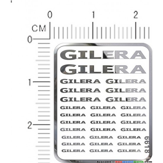 Gilera Metal Logo Stickers Vol.2 for 1/12, 1/18, 1/20, 1/24, 1/43 Scales Gilera Metal Logo Stickers Vol.2 for 1/12, 1/18, 1/20, 1/24, 1/43 Scales