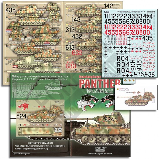 1/35 Panther Ausf.D & Ausf.A Pz.Abt.51/Pz.Abt.52/15.Pz.Rgt.11.Pz.Div & other units Decals 1/35 Panther Ausf.D & Ausf.A Pz.Abt.51/Pz.Abt.52/15.Pz.Rgt.11.Pz.Div & other units Decals