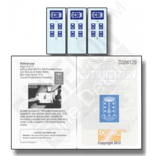 1/35 3/29 Battery Emblem for AS90 SPG Decals 1/35 3/29 Battery Emblem for AS90 SPG Decals