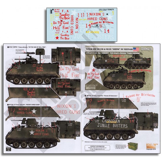 Decals for 1/35 1/5th Inf M113s & M132 ZIPPO in Vietnam