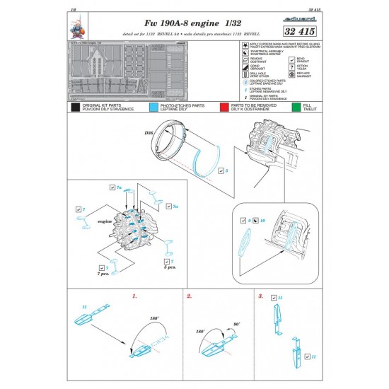1/32 Fw 190A-8 Engine Photo-Etched Set for Revell Models 1/32 Fw 190A-8 Engine Photo-Etched Set for Revell Models