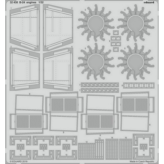 1/32 Consolidated B-24 Liberator Engines Detail Set for Hobby Boss kits