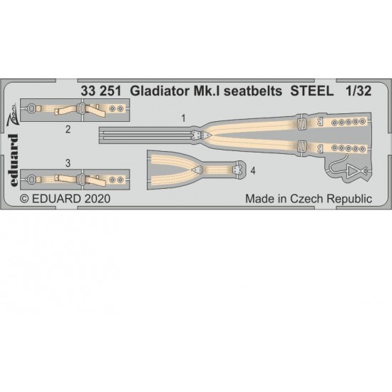 1/32 Gloster Gladiator Mk.I Seatbelts Detail set for ICM kits 1/32 Gloster Gladiator Mk.I Seatbelts Detail set for ICM kits
