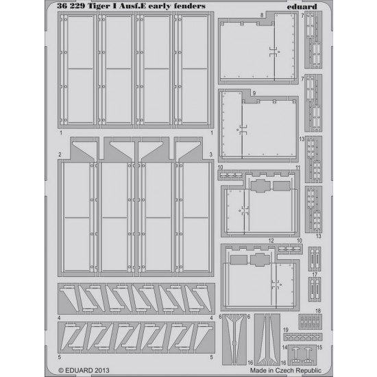 1/35 PzKpfw.VI Ausf.E Tiger I Ausf.E Early Fenders Set for Zvezda kit 1/35 PzKpfw.VI Ausf.E Tiger I Ausf.E Early Fenders Set for Zvezda kit