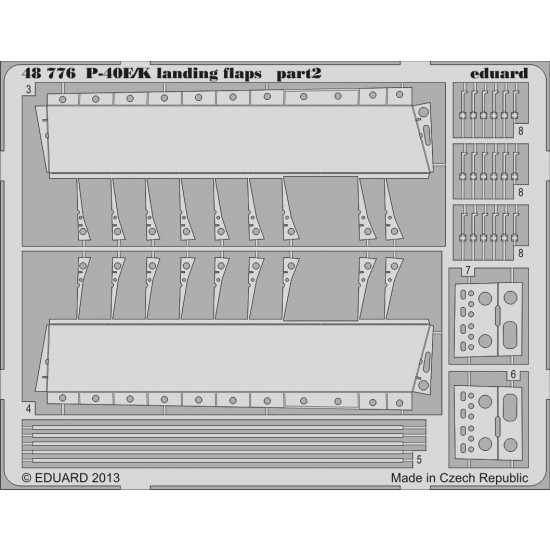 1/48 Curtiss P-40E/P-40K Landing Flaps for Italeri kit (2 PE Sheets) 1/48 Curtiss P-40E/P-40K Landing Flaps for Italeri kit (2 PE Sheets)