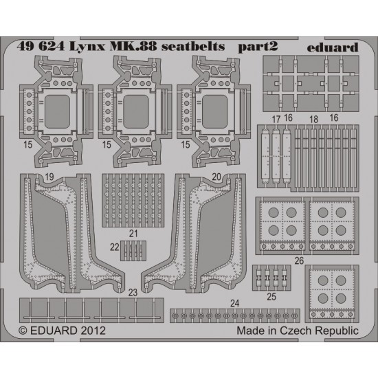 1/48 Westland Lynx Mk.88 Seatbelts Set for Airfix kit (2 PE Sheets) 1/48 Westland Lynx Mk.88 Seatbelts Set for Airfix kit (2 PE Sheets)