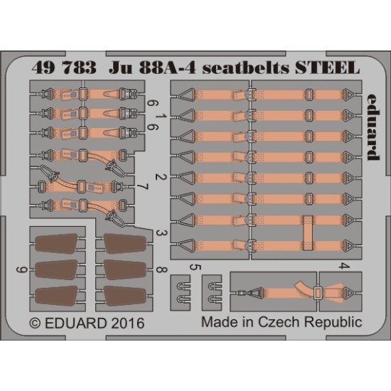 1/48 Junkers Ju 88A-4 Seatbelts for ICM kit (Steel, 1 Photo-Etched Sheet) 1/48 Junkers Ju 88A-4 Seatbelts for ICM kit (Steel, 1 Photo-Etched Sheet)