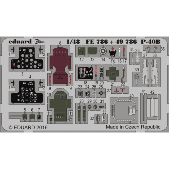 1/48 Curtiss P-40B Tomahawk Detail Set for Airfix kit #A05130 (2 Photo-Etched Sheets) 1/48 Curtiss P-40B Tomahawk Detail Set for Airfix kit #A05130 (2 Photo-Etched Sheets)