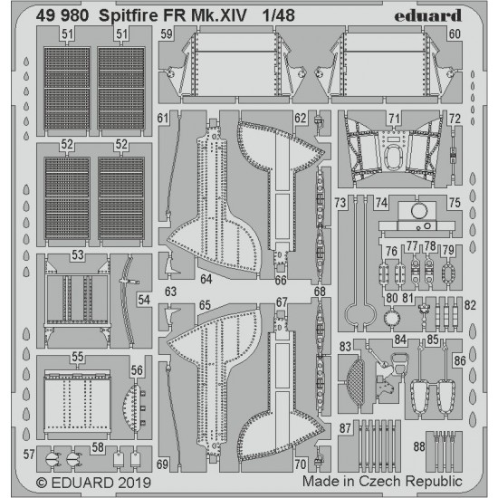 1/48 Supermarine Spitfire FR Mk.XIV Detail Set for Airfix kits