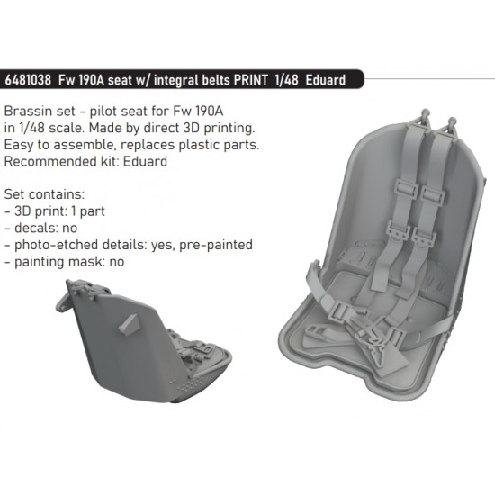 1/48 Focke-Wulf Fw 190A Seat with Integral Belts for Eduard kits 1/48 Focke-Wulf Fw 190A Seat with Integral Belts for Eduard kits