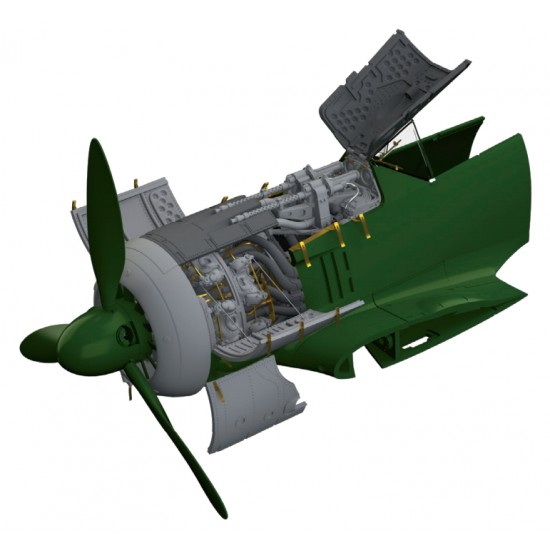 1/48 German Fw 190 A-4 Engine & Fuselage Guns Brassin Set for Eduard 1/48 German Fw 190 A-4 Engine & Fuselage Guns Brassin Set for Eduard