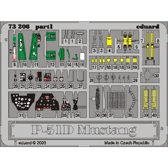 Colour Photoetch for 1/72 P-51D Mustang for Tamiya kit