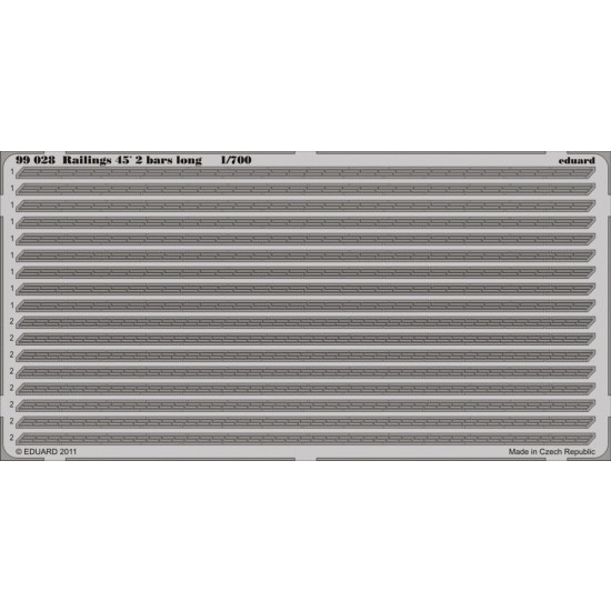 1/700 Railings 45 degree 2 Bars Long 1/700 Railings 45 degree 2 Bars Long