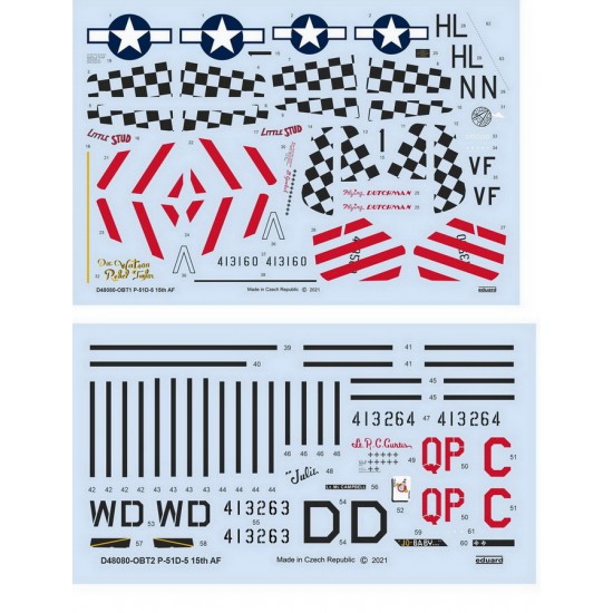 1/48 North American P-51D-5 Mustang 15th AF Decals for Eduard kits 1/48 North American P-51D-5 Mustang 15th AF Decals for Eduard kits