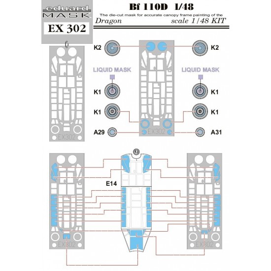 1/48 Messerschmitt Bf 110D Paint Mask for Dragon kit 1/48 Messerschmitt Bf 110D Paint Mask for Dragon kit