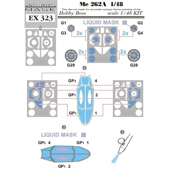 1/48 Messerschmitt Me 262A Paint Mask for HobbyBoss kit 1/48 Messerschmitt Me 262A Paint Mask for HobbyBoss kit