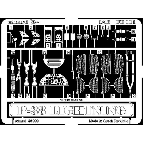 Photoetch for 1/48 Lockheed P-38 Lightning for Academy kit Photoetch for 1/48 Lockheed P-38 Lightning for Academy kit