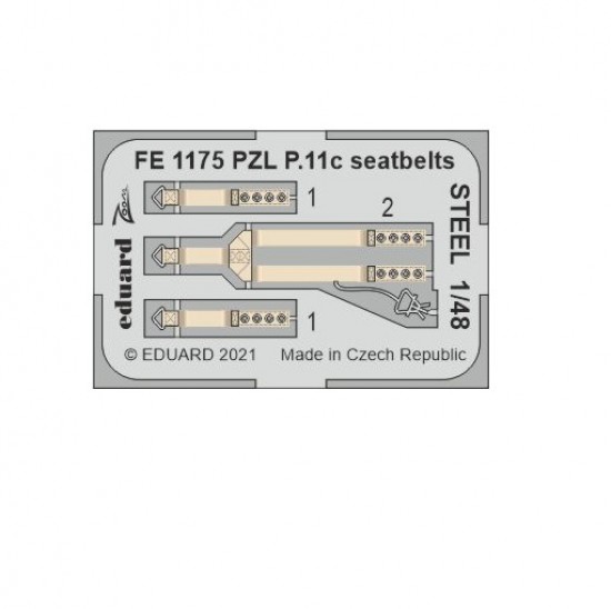 1/48 PZL P.11c Seatbelts Detail Set for Arma Hobby kits 1/48 PZL P.11c Seatbelts Detail Set for Arma Hobby kits