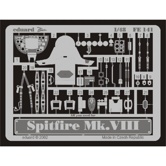 Photoetch for 1/48 Supermarine Spitfire Mk.VIII for ICM kit Photoetch for 1/48 Supermarine Spitfire Mk.VIII for ICM kit