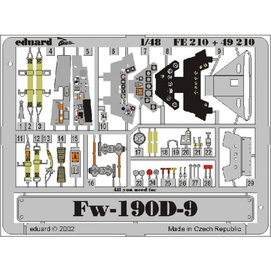 1/48 Focke-Wulf Fw 190D-9 Colour Photoetch Set Vol.2 for Tamiya kit 1/48 Focke-Wulf Fw 190D-9 Colour Photoetch Set Vol.2 for Tamiya kit