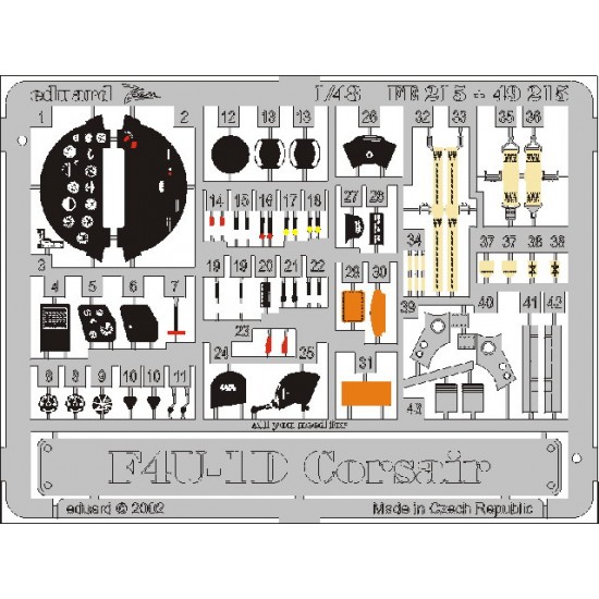 Colour Photoetch for 1/48 Vought F4U-1D Corsair for Tamiya kit Colour Photoetch for 1/48 Vought F4U-1D Corsair for Tamiya kit