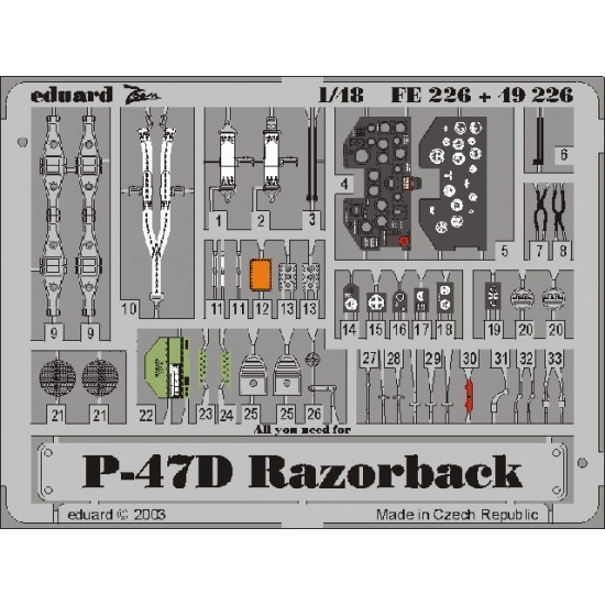 1/48 P-47D-20 Thunderbolt Colour Photoetch Set Vol.2 for Tamiya kit 1/48 P-47D-20 Thunderbolt Colour Photoetch Set Vol.2 for Tamiya kit