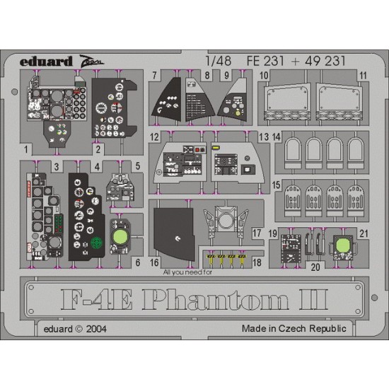 Colour Photoetch for 1/48 McDonnell Douglas F-4E Phantom II for Hasegawa kit Colour Photoetch for 1/48 McDonnell Douglas F-4E Phantom II for Hasegawa kit