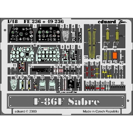 1/48 North American F-86F Sabre Colour Photoetch Set Vol.2 for Hasegawa kit 1/48 North American F-86F Sabre Colour Photoetch Set Vol.2 for Hasegawa kit