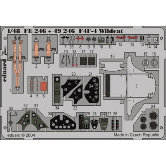 1/48 Grumman F4F-4 Wildcat Colour Photoetch Detail Set Vol.2 for Tamiya kit