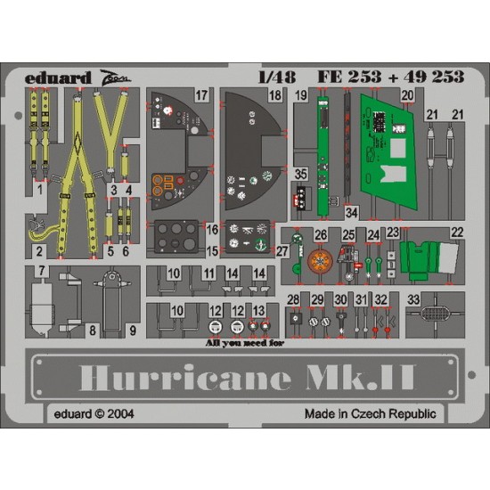 1/48 Hawker Hurricane Mk.II Colour Photoetch Set Vol.2 for Hasegawa kit 1/48 Hawker Hurricane Mk.II Colour Photoetch Set Vol.2 for Hasegawa kit