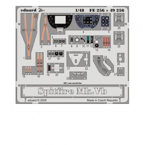 Colour Photoetch for 1/48 Supermarine Spitfire Mk.VB for Tamiya kit Colour Photoetch for 1/48 Supermarine Spitfire Mk.VB for Tamiya kit