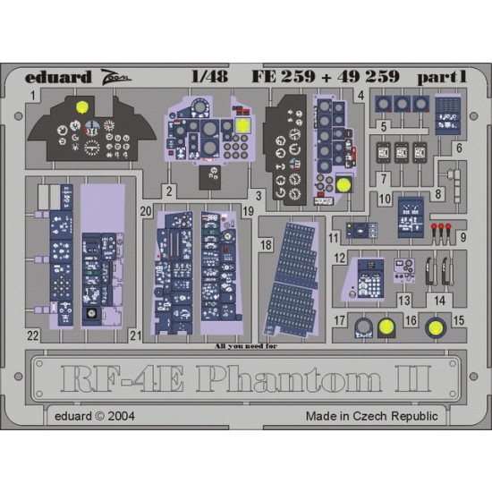 1/48 McDonnell RF-4E Phantom II Colour Photoetch Set Vol.2 for Hasegawa kit 1/48 McDonnell RF-4E Phantom II Colour Photoetch Set Vol.2 for Hasegawa kit