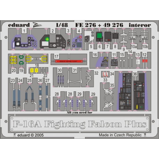 1/48 F-16A Plus Interior Colour Photoetch Set Vol.2 for Hasegawa kit 1/48 F-16A Plus Interior Colour Photoetch Set Vol.2 for Hasegawa kit