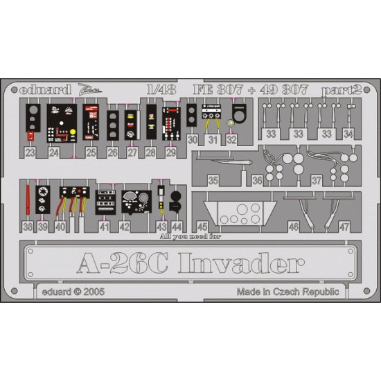 Colour Photoetch for 1/48 Douglas A-26C Invader Interior for Revell/Monogram kit Colour Photoetch for 1/48 Douglas A-26C Invader Interior for Revell/Monogram kit