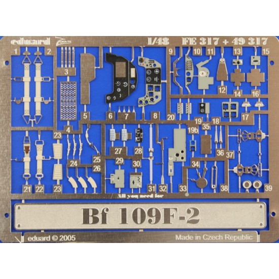 Colour Photoetch for 1/48 Messerschmitt Bf 109F-2 for Hasegawa kit Colour Photoetch for 1/48 Messerschmitt Bf 109F-2 for Hasegawa kit