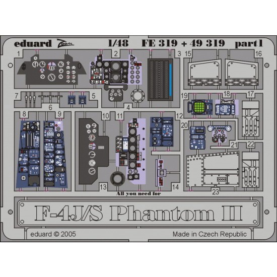 Colour Photoetch for 1/48 McDonnell F-4J/S for Hasegawa kit Colour Photoetch for 1/48 McDonnell F-4J/S for Hasegawa kit