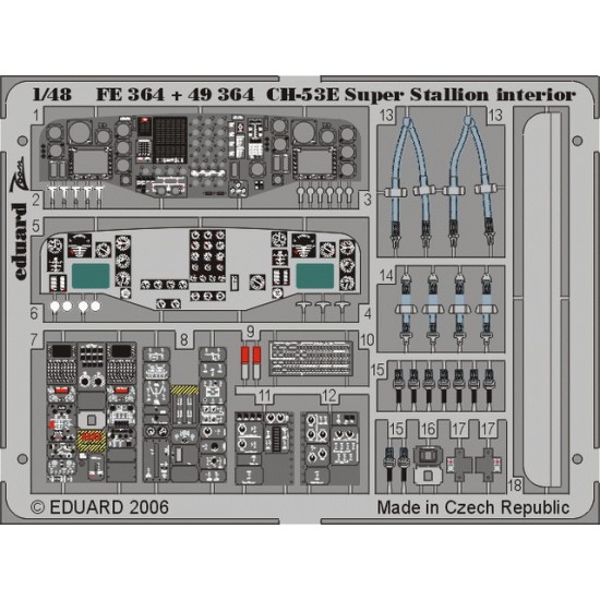 Colour Photoetch for 1/48 Sikorsky CH-53E Interior for Academy/Mrc kit Colour Photoetch for 1/48 Sikorsky CH-53E Interior for Academy/Mrc kit
