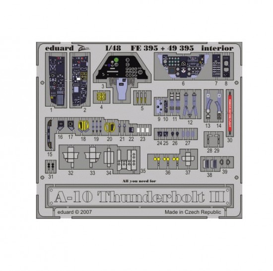 Colour Photoetch for 1/48 A-10 for HobbyBoss kit Colour Photoetch for 1/48 A-10 for HobbyBoss kit