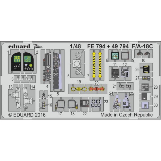 1/48 McDonnell-Douglas F/A-18C Hornet Detail Set for Kinetic kit K48031 (1PE) 1/48 McDonnell-Douglas F/A-18C Hornet Detail Set for Kinetic kit K48031 (1PE)