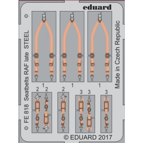 1/48 RAF Late Seatbelts (Steel, 1 Photo-Etched Sheet) 1/48 RAF Late Seatbelts (Steel, 1 Photo-Etched Sheet)