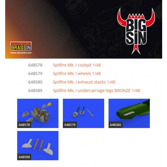 1/48 Supermarine Spitfire Mk.I Essential Super Detail Set for Eduard kits