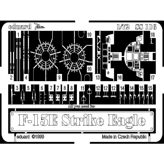 Photoetch for 1/72 McDonnell Douglas F-15E Strike Eagle for Academy Photoetch for 1/72 McDonnell Douglas F-15E Strike Eagle for Academy