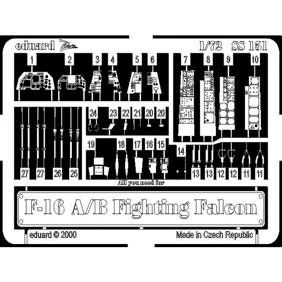 Photoetch for 1/72 Lockheed Martin F-16A/B for Italeri kit Photoetch for 1/72 Lockheed Martin F-16A/B for Italeri kit
